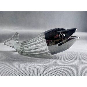Vintage glass Nut Whale  MCM Figural Peanut Dispenser